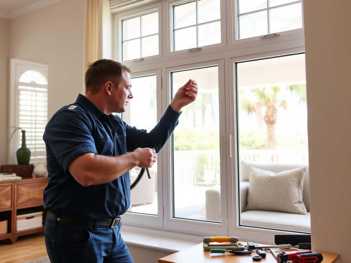 Residential window repair work being completed in Fort Lauderdale, Florida